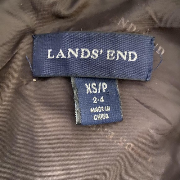 Lands' End Jacket Womens XS Petite Brown Quilted Down Faux Fur Hood Parka Zip - Picture 6 of 14